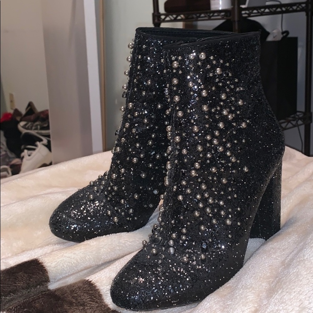 Black sparkle ankle boots